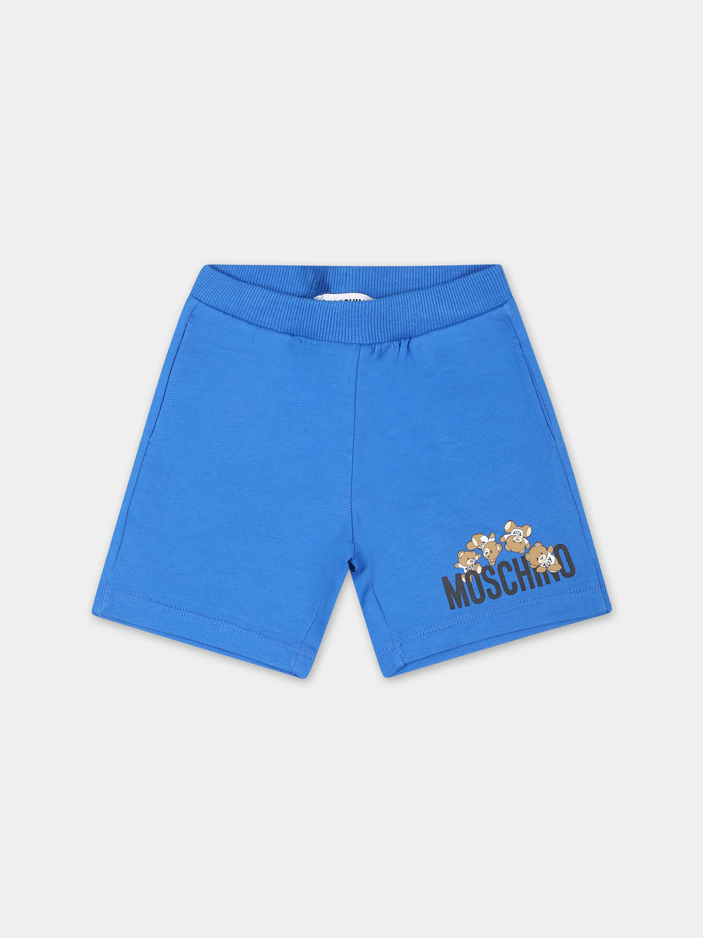 Blue shorts for baby boy with Teddy Bears and logo
